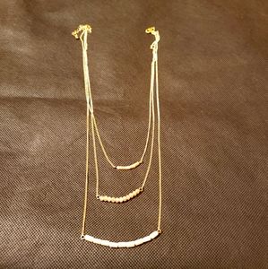 Gold tone & blush pink layered beaded necklace
